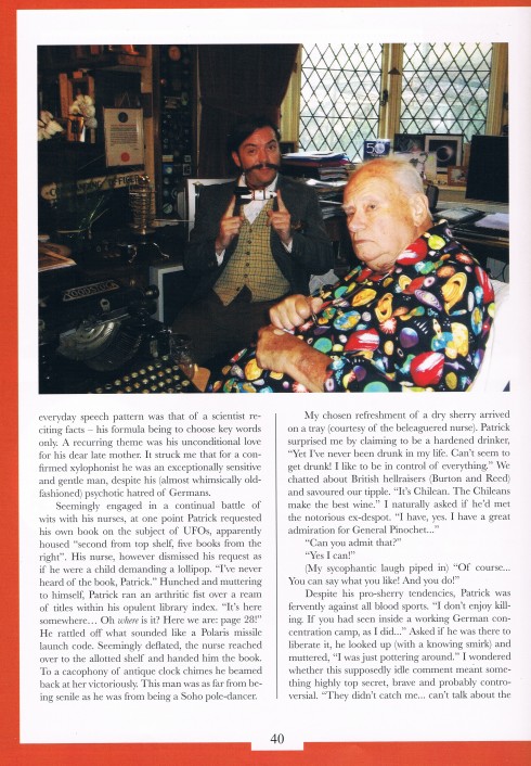 P2 Sir Patricks last ever interview for chap magazine and obituary by atters attree