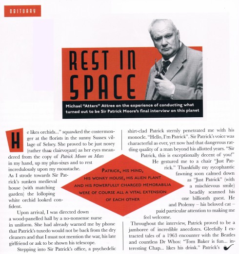 Sir Patric Moore last ever interview and obituary by atters attree chap magazine